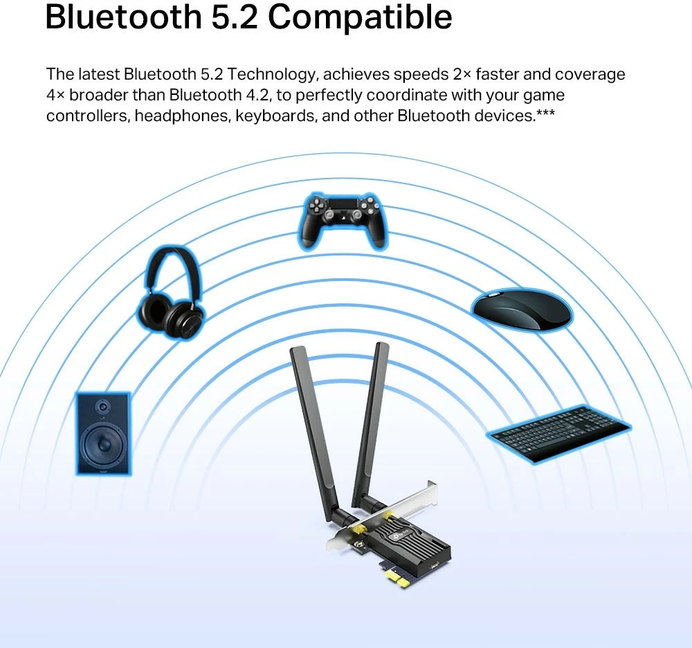Kartelë rrjeti TP-LINK Archer TX55E, WiFi 6, PCIe, AX3000, me Bluetooth 5.2, e zezë