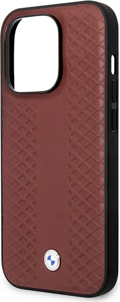 Mbështjellës BMW BMHCP14X22RFGR për iPhone 14 Pro Max 6.7", lëkurë, Diamond Pattern, Burgundy