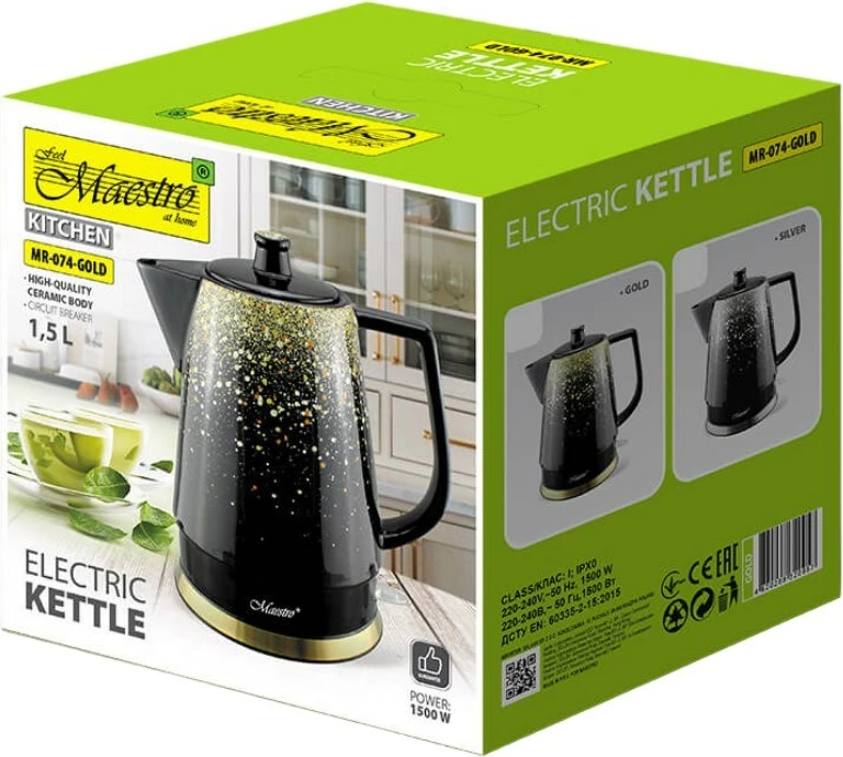 Ketli elektrik prej qeramike Maestro MR-074-GOLD