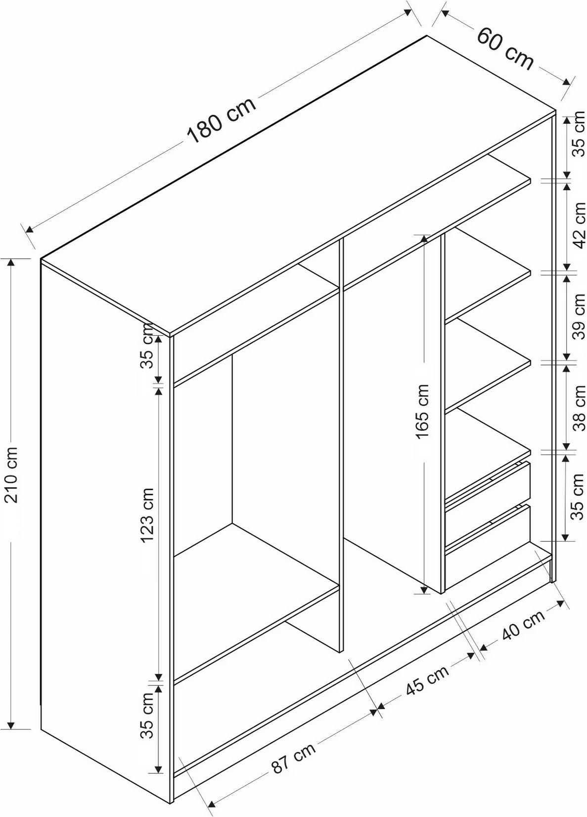 Dollap i bardhë me pasqyrë, Skye Decor, Kale - 7153
