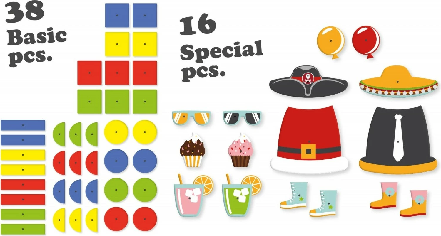 Lojë edukative Lena Przybijanka Party Set, 54 pjesë, shumëngjyrëshe