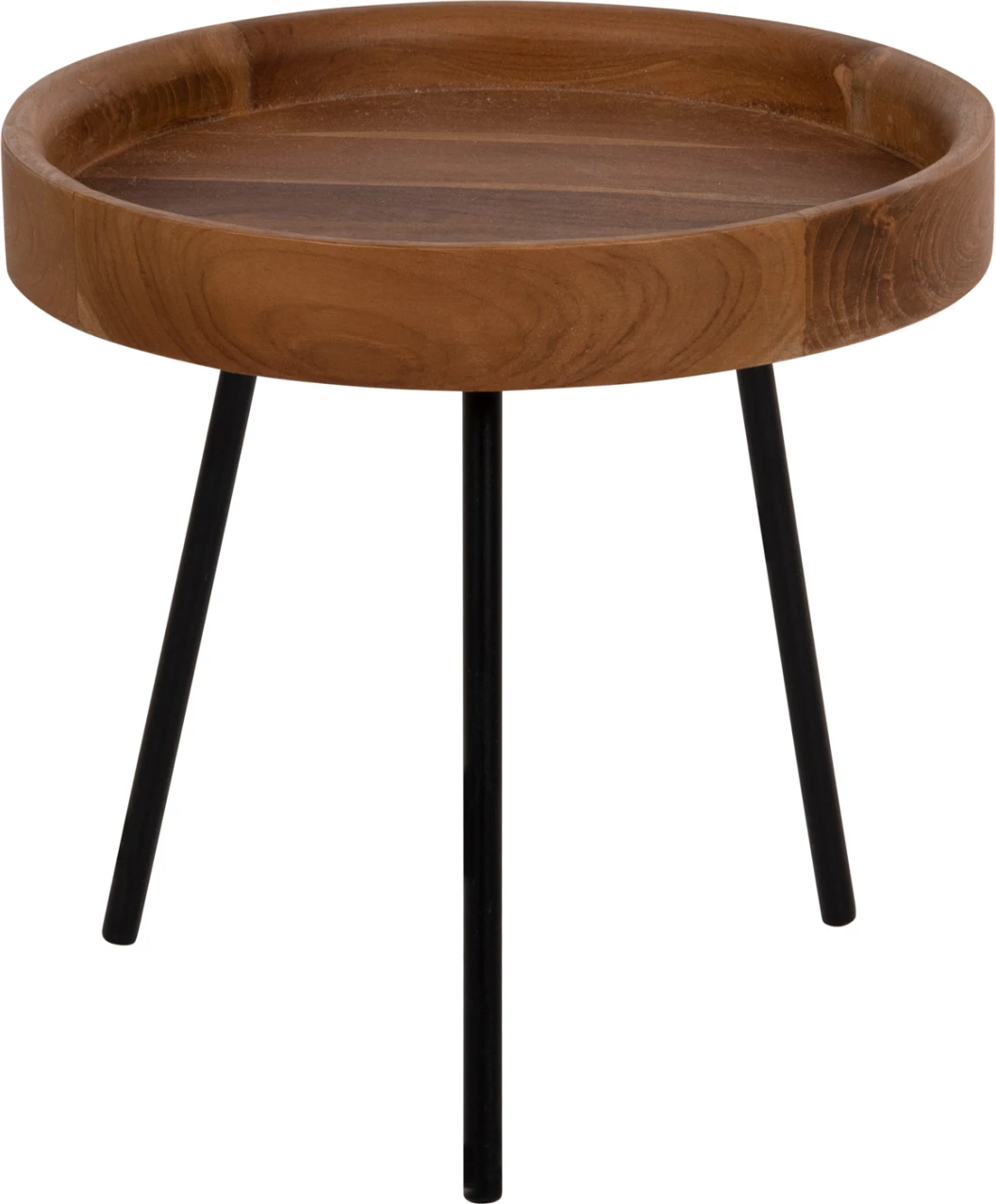 Tavolina anësore 3 copë set MANTARYS FH9799 dru MINDI-këmbë metali të zeza Φ60x55,5Ηcm