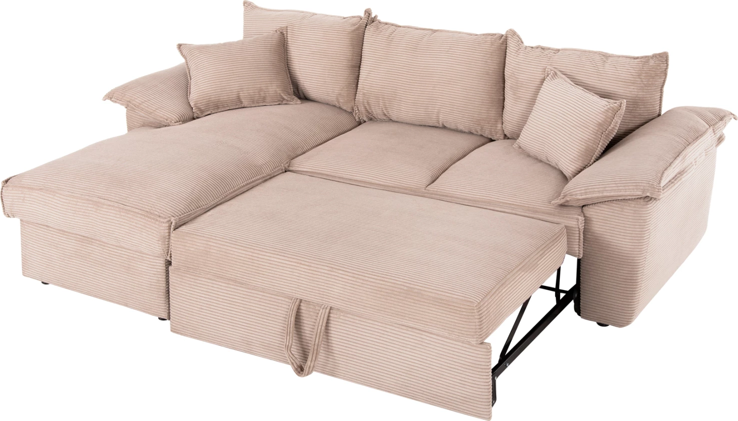 Divan këndor (majtas) me hapësirë ruajtjeje ALDO FH3276.01L, pëlhurë bezhë, 256x91-159x87H cm