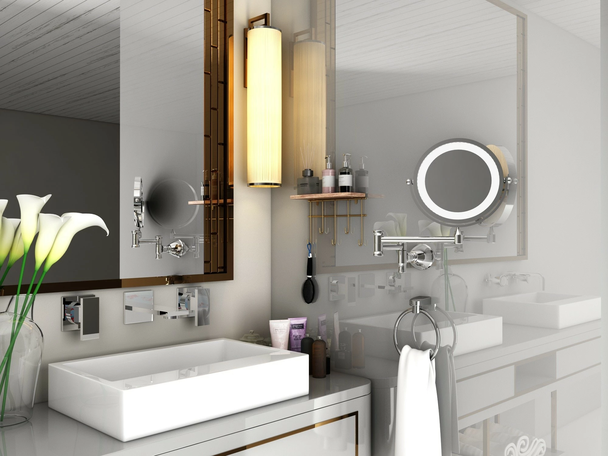 Raft muri dekorativ me varëse, ngjyrë ari dhe kafe, Hanah Home