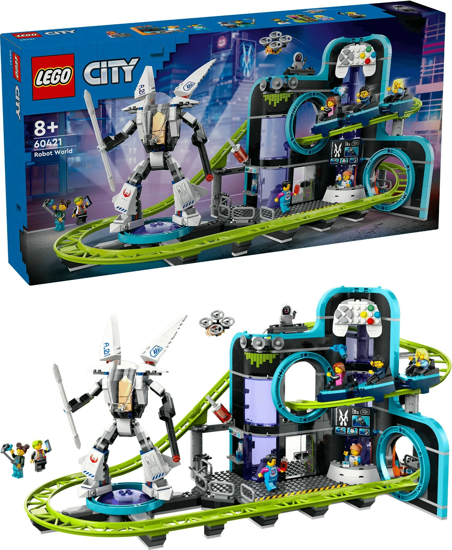 Set ndërtimi LEGO City 60421 Achterbahn me Robot-Mech, multikolor