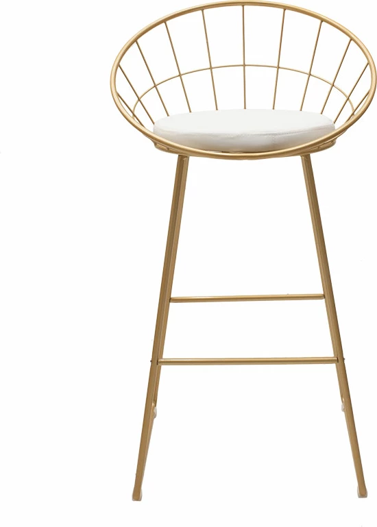 Karrige për bar, metalike, ngjyrë ari, me jastëk PVC të bardhë