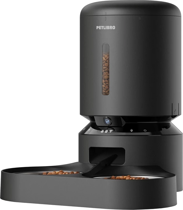 Shpërndarës ushqimi për kafshë Petlibro Granary me kamerë, 5L, dy tasa, e zezë