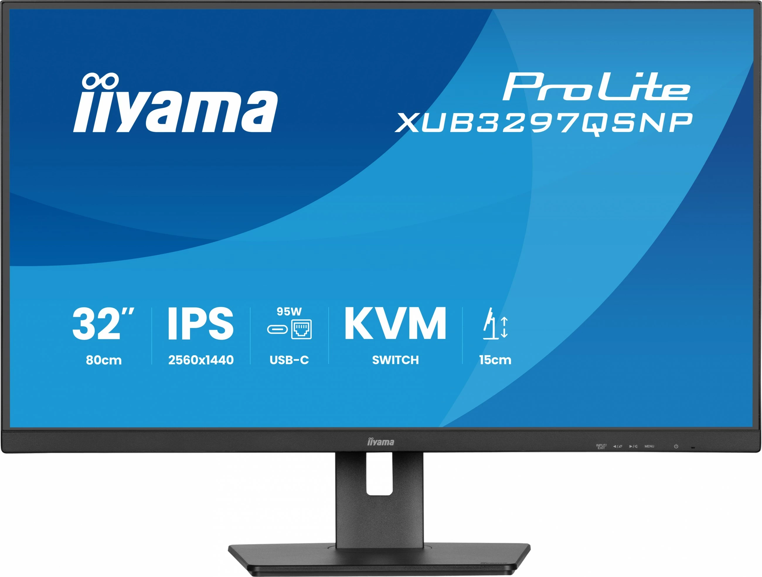 Monitor iiyama XUB3297QSNP-B1, 32 inç, IPS, 2560x1440, USB-C, KVM, i zi