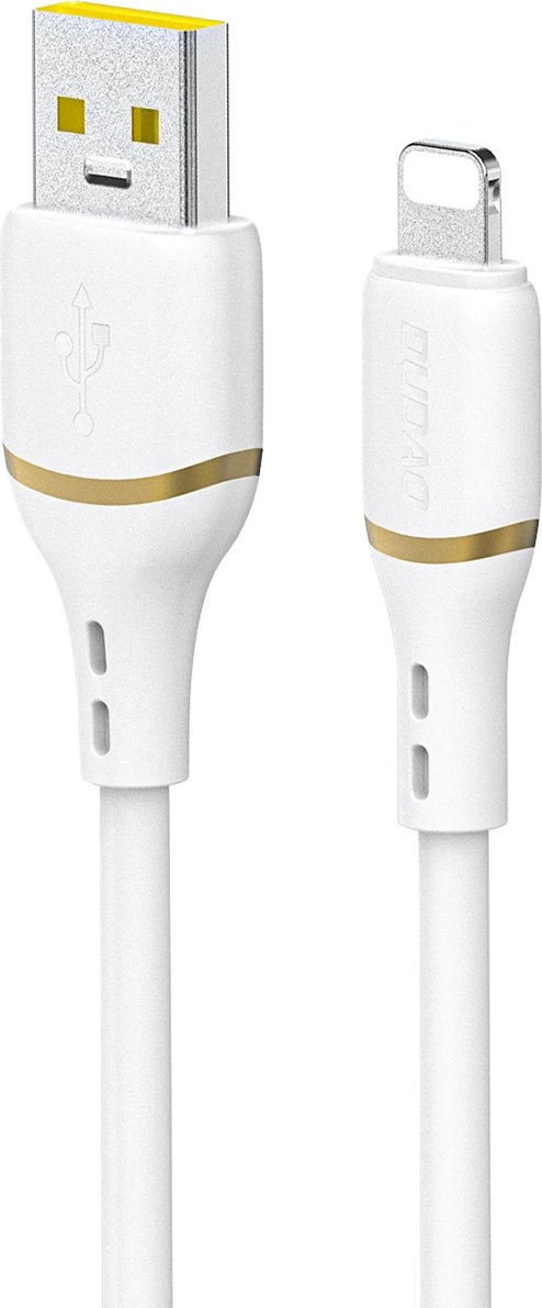 Kabllo karikimi dhe të dhënash, Dudao L25L, USB-A në Lightning, 1 m, 30 W, USB 2.0, silikon i butë, e bardhë