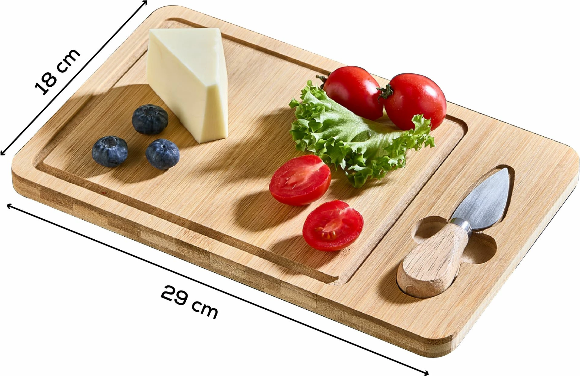 Dërrasë për servirje Hermia Concept, bambu, multingjyrëshe, 18x29x1.5cm, me thikë