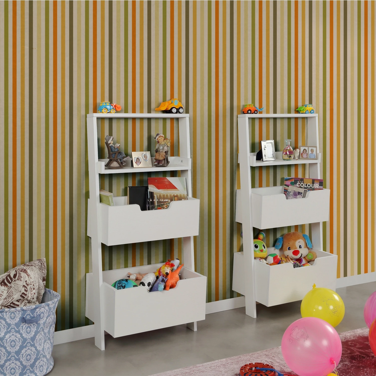 Raft librash Hanah Home, dy copë, ngjyrë e bardhë