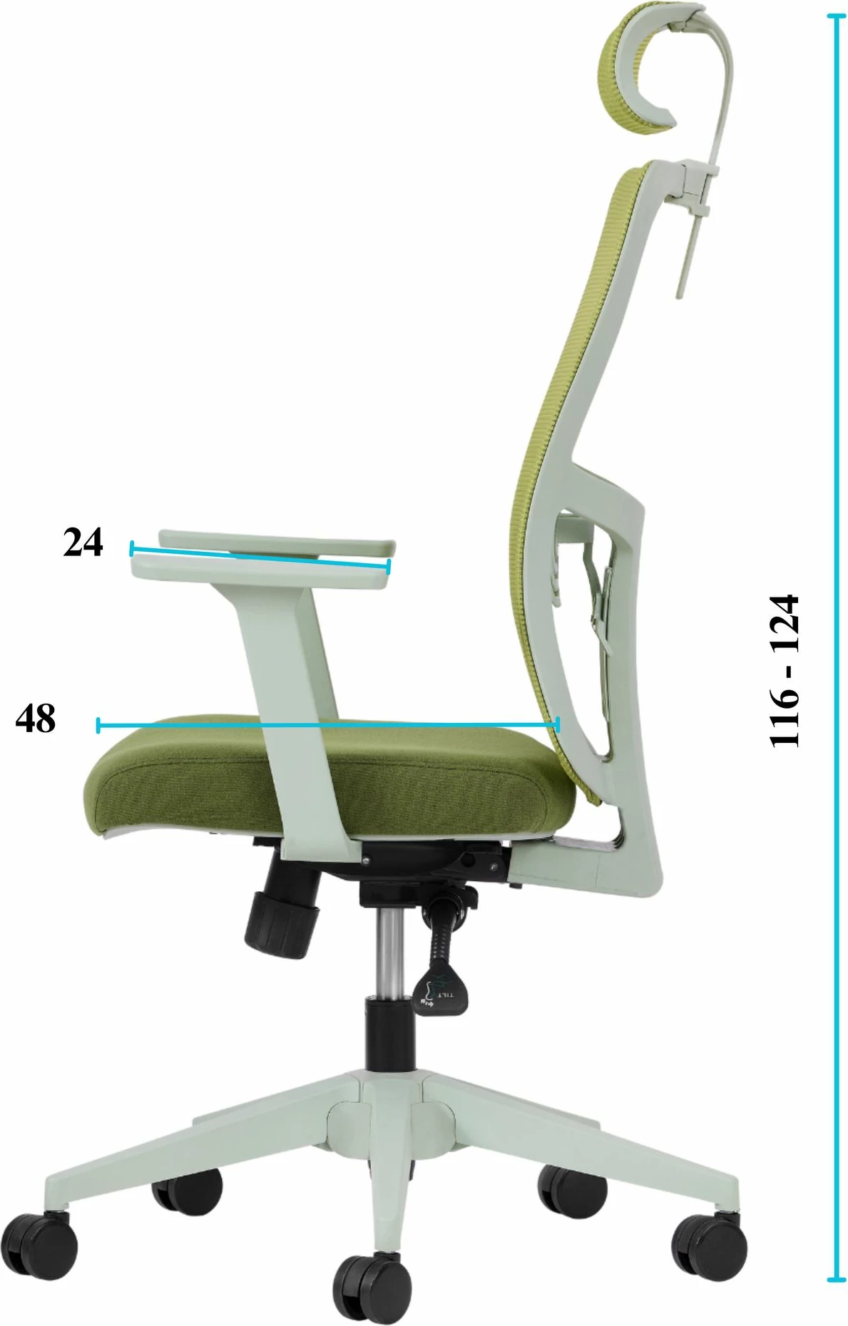 Karrige zyre ergonomike, ngjyrë e gjelbër, Skye Decor, 126 cm