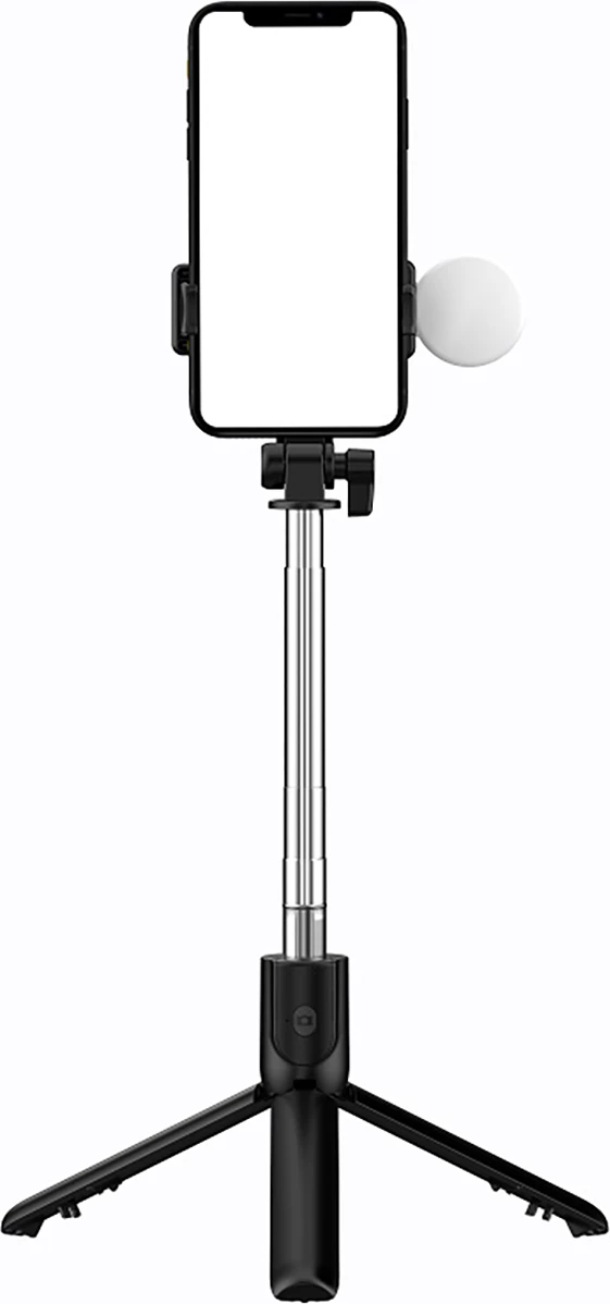 Selfie stick Hurtel WH1YXS tripod teleskopik 1m me llambë LED, mbajtëse telefoni, e zezë