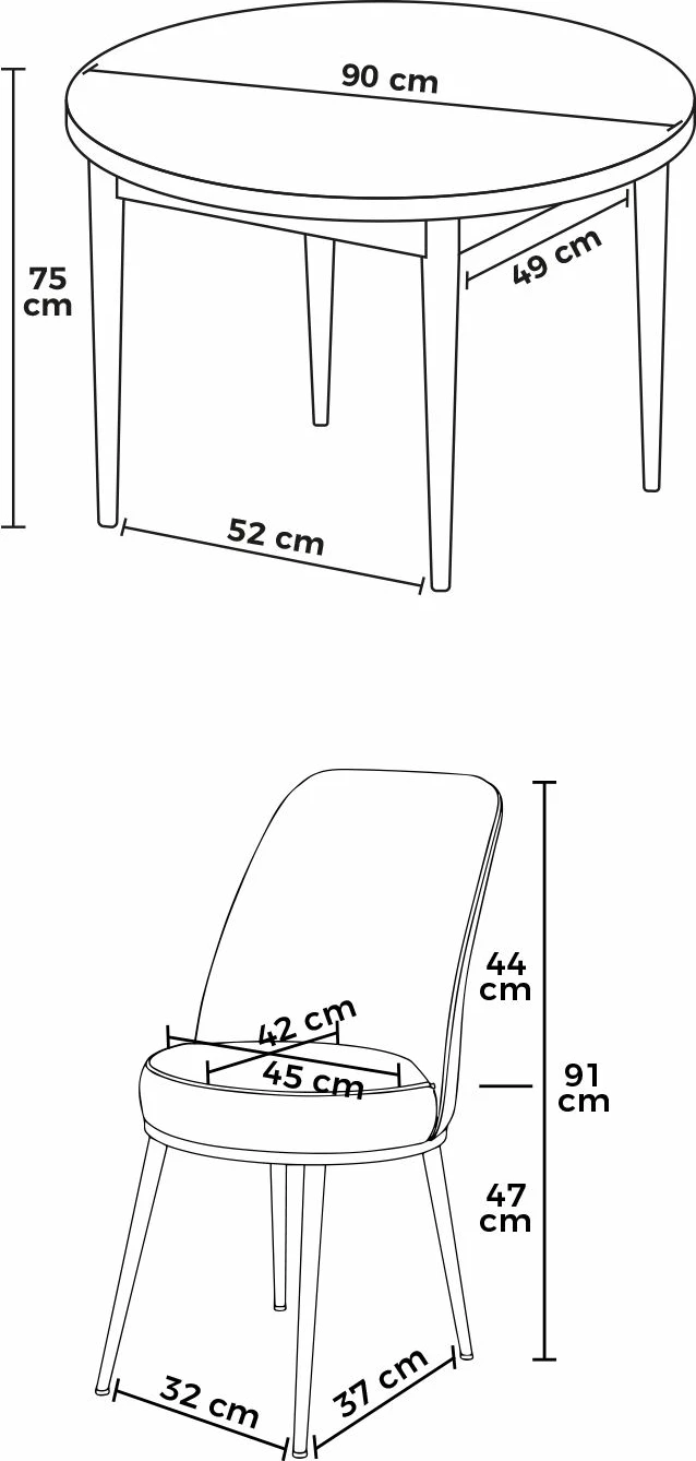 Tavolinë me karrige (5 copë), Skye Decor, mermer i zi, mustard