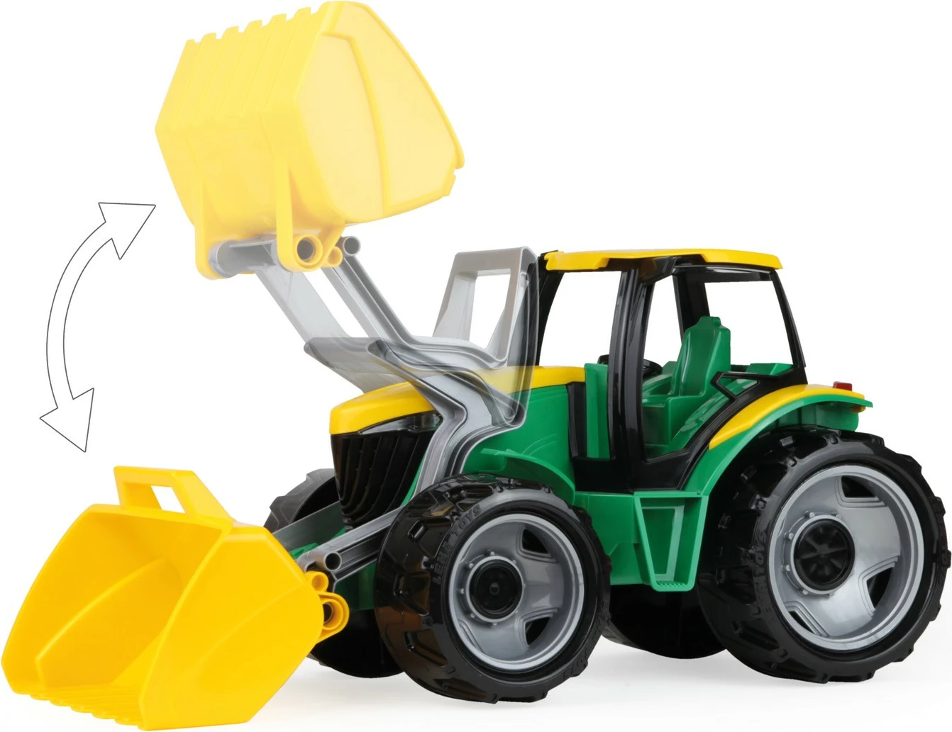 Lodër traktor ngarkues Lena 62 cm, plastikë, e gjelbër/e verdhë