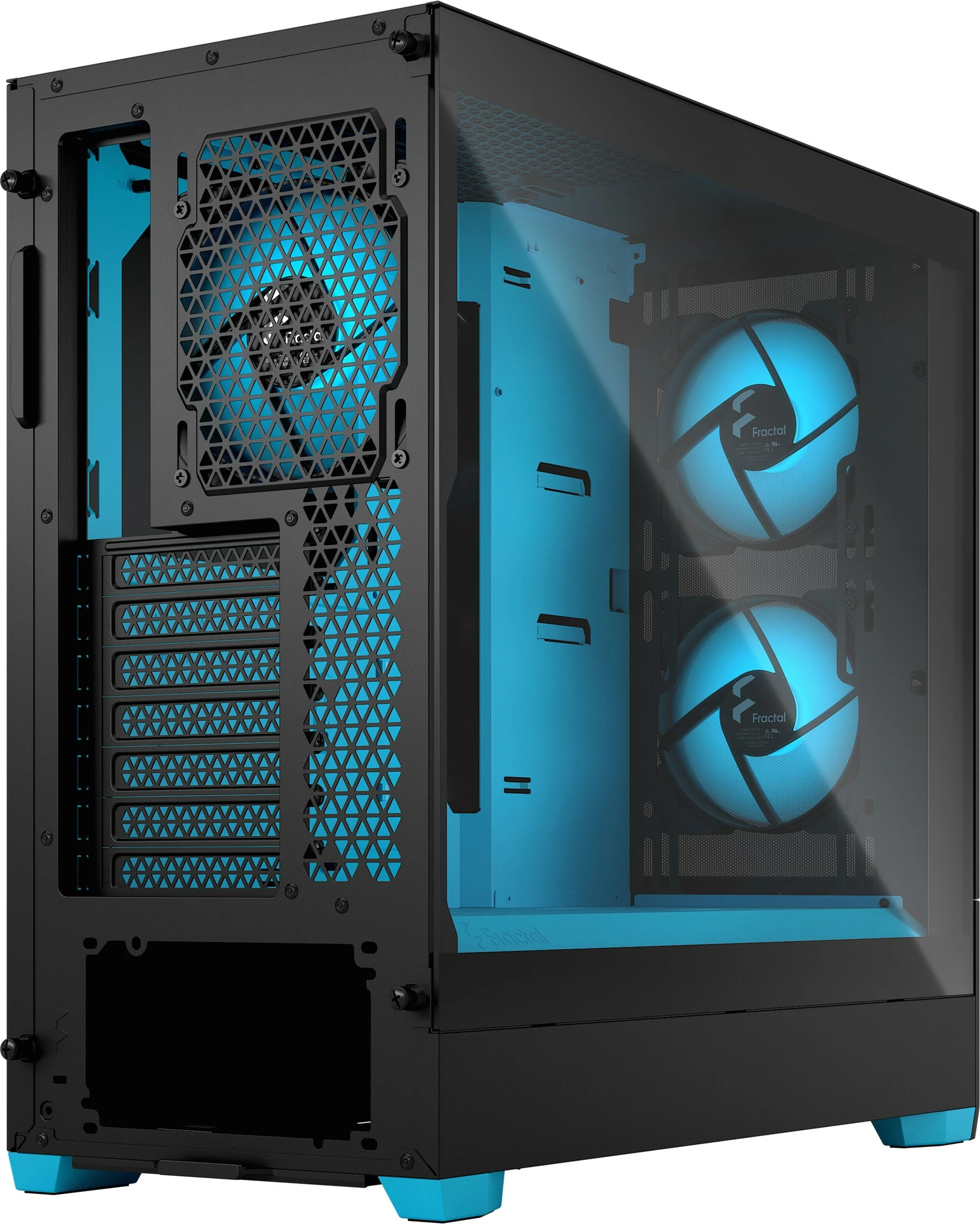 Kasë Fractal Design Pop Air RGB Cyan Core TG Clear Tint, Tower, RGB, xham i temperuar, e zezë/cyan