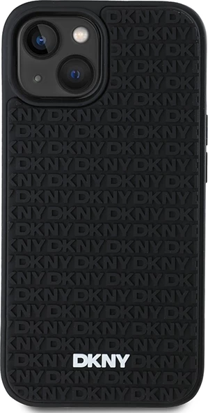 Mbështjellës DKNY 3D Rubber Repeat Pattern për iPhone 15 Plus, i zi