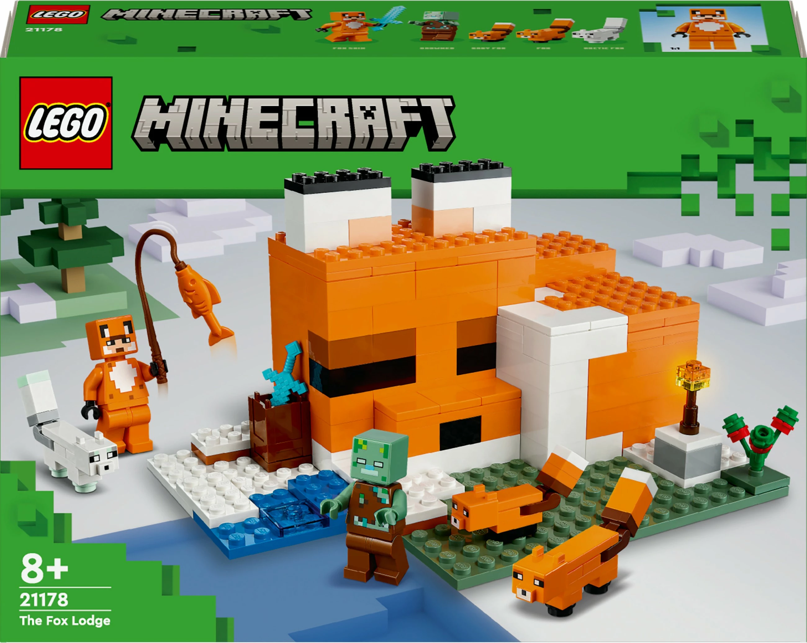Set ndërtimi LEGO Minecraft The Fox Lodge, 193 pjesë, plastikë, shumëngjyrësh