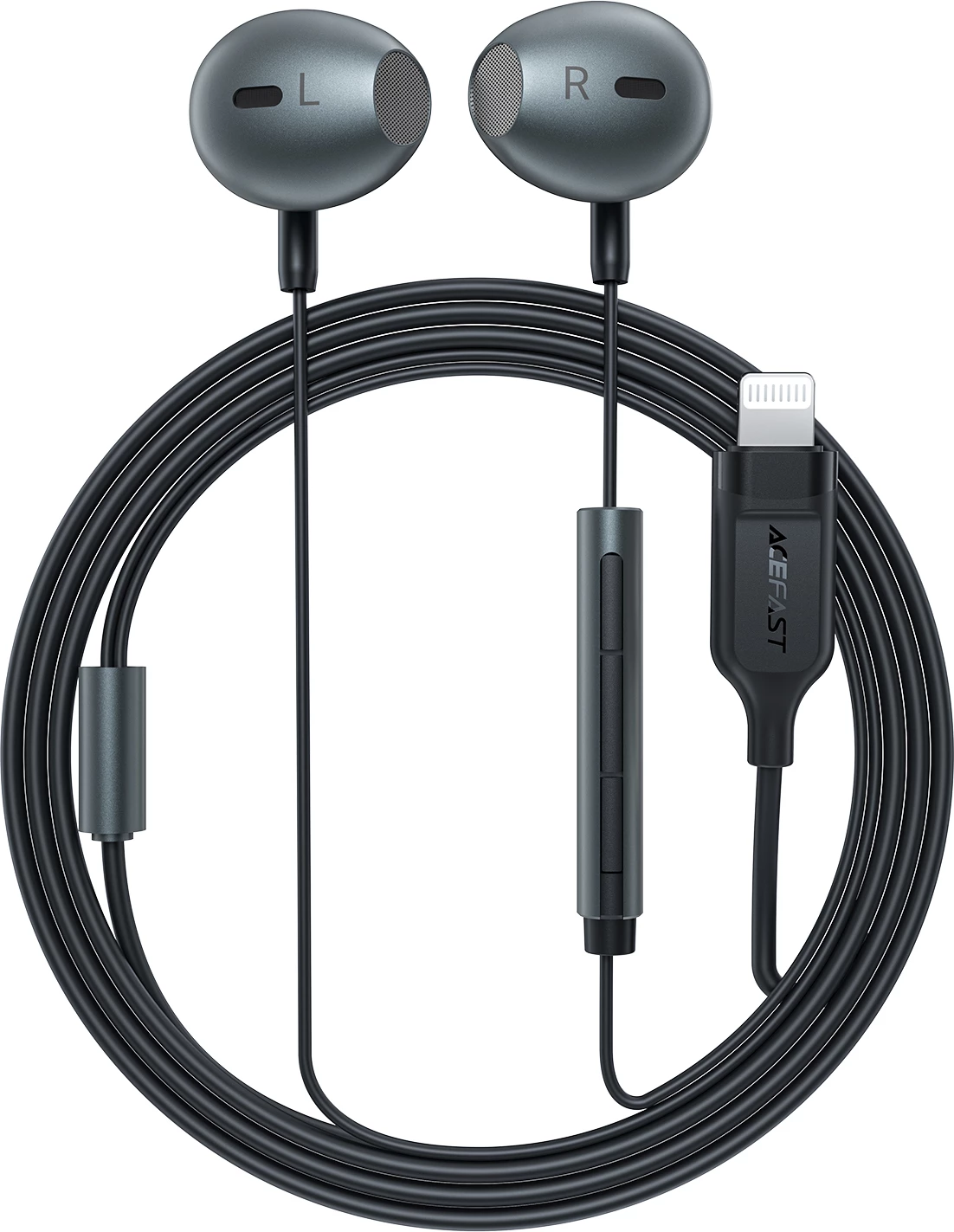 Kufje in-ear Acefast L1 me Lightning, mikrofon dhe telekomandë, 1.2m, të zeza
