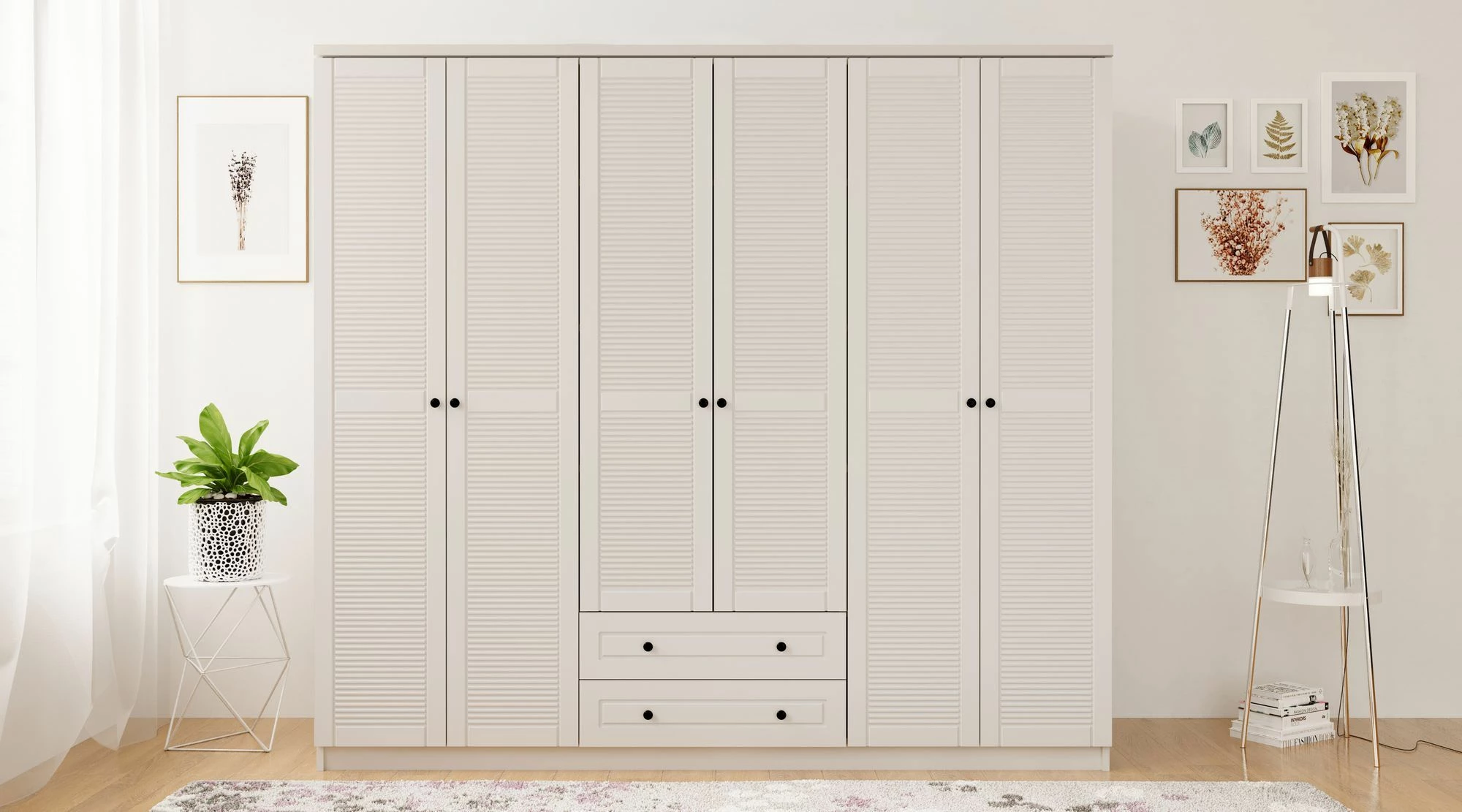 Dollap garderobe Skye Decor, ngjyrë e bardhë mat, Rb-064