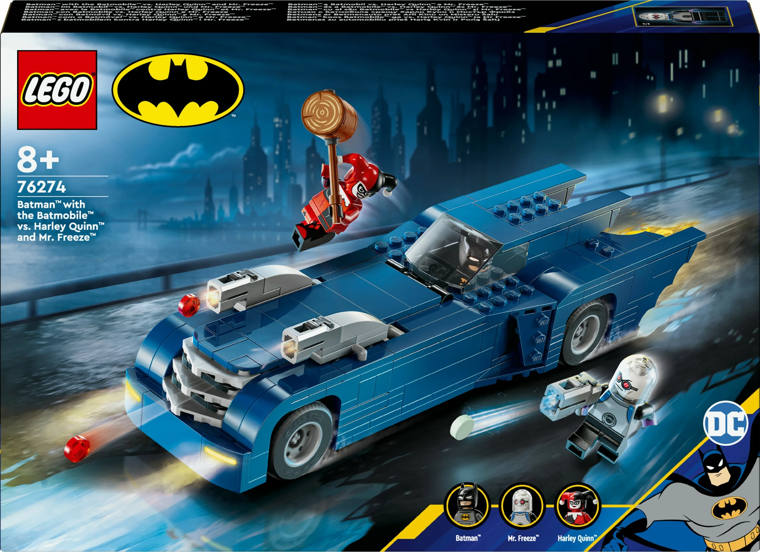 Set ndërtimi LEGO Batman me Batmobile, Harley Quinn dhe Mr. Freeze, 435 pjesë
