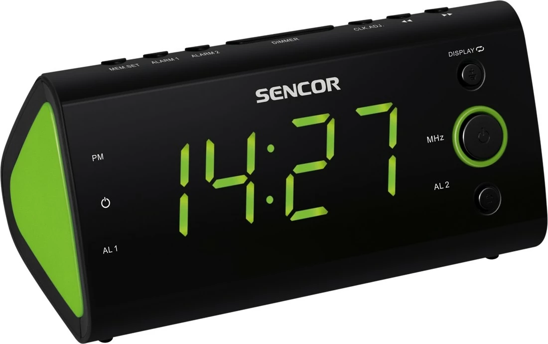 Radio-alarëm Sencor SRC 170GN, dixhital, i zi/gjelbër
