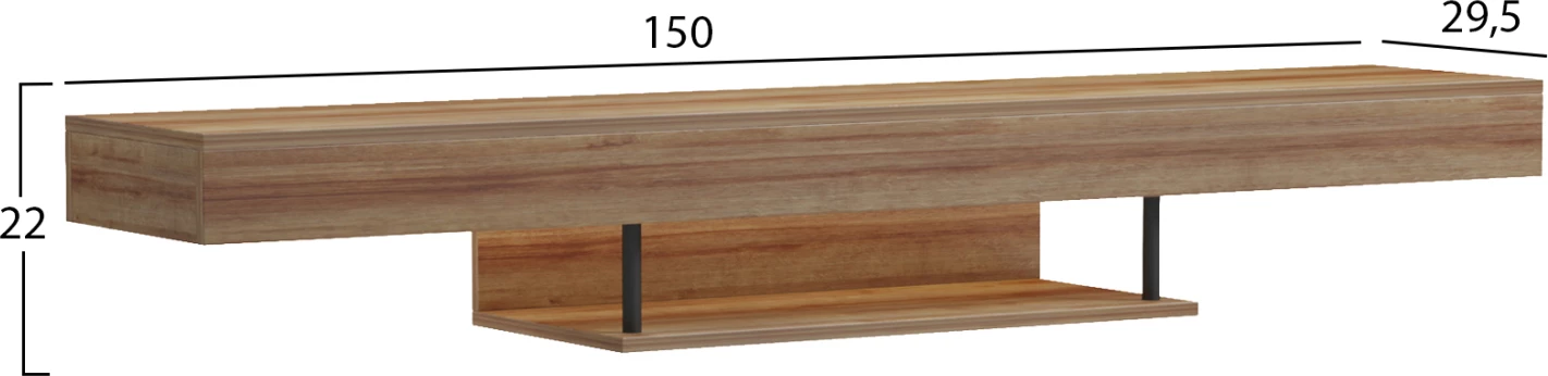 Mbajtës televizori për mur me LED, ngjyrë lisi, SAVOR FH18381.01, 150x29.5x22cm