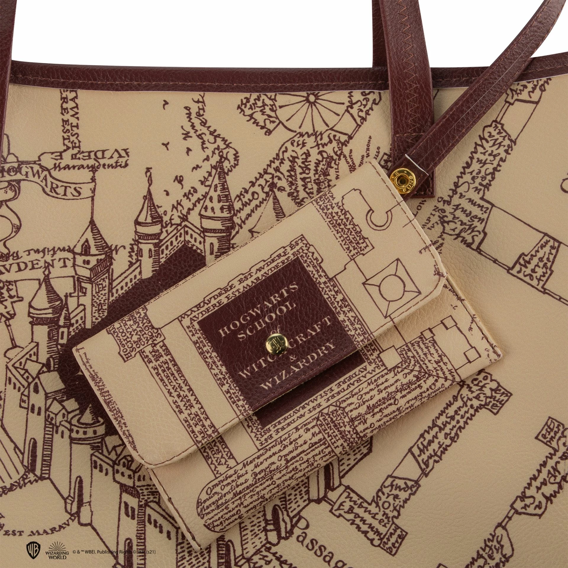 Çantë shopping Cinereplicas Marauder's Map 30×35×20 cm PVC, bezhë/kafe, me çantë të vogël
