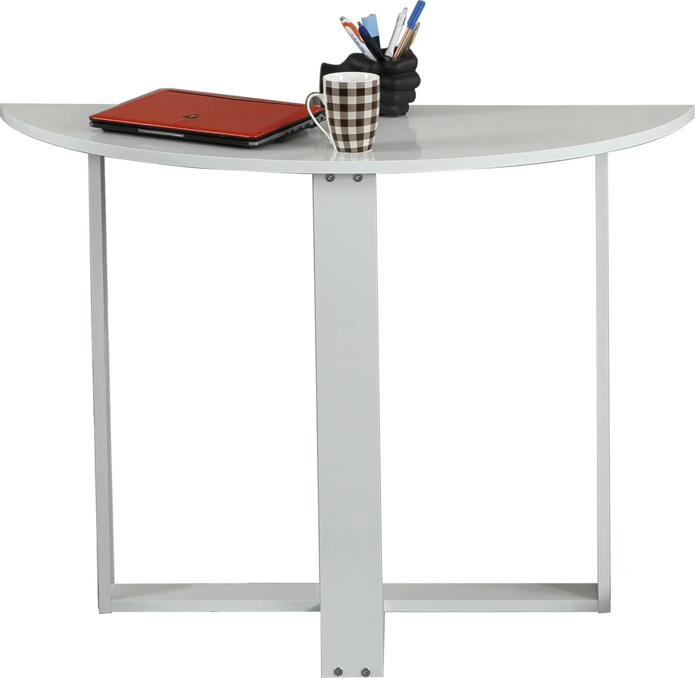 Tavolinë studimi Hanah Home, mesatare, ngjyrë e bardhë shkëlqyese