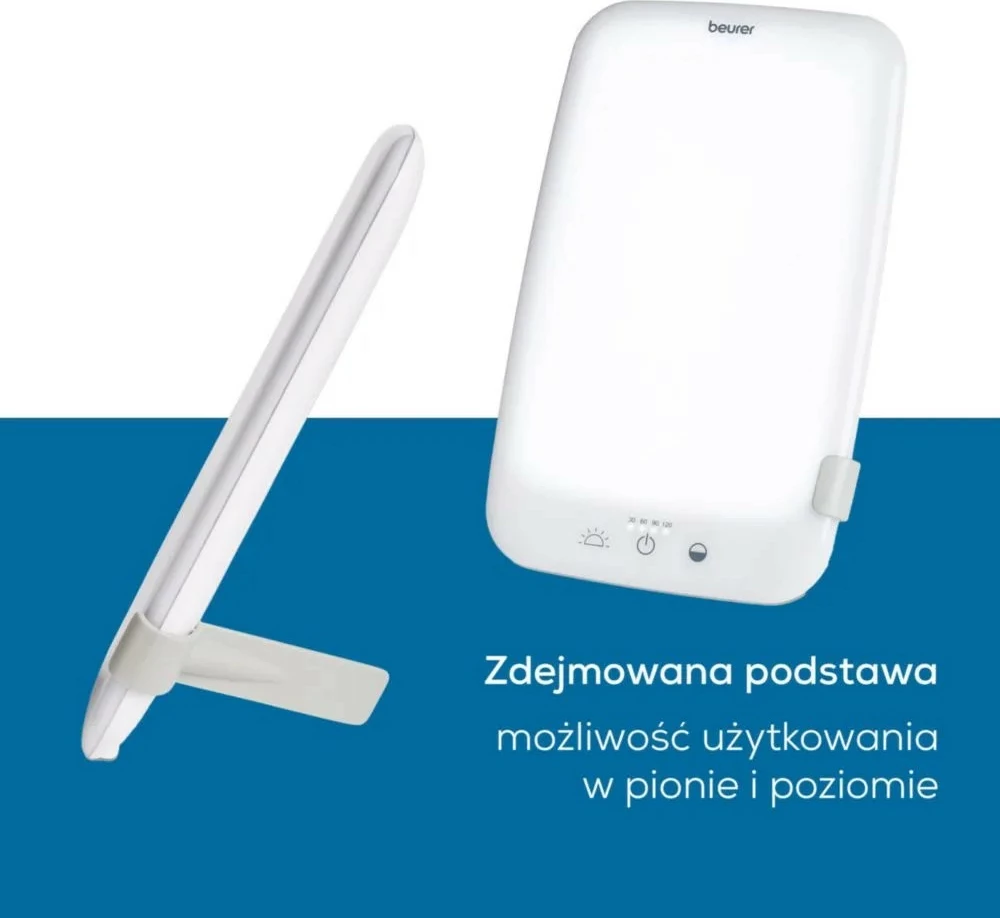 Lampë dite/terapie me dritë, Beurer TL35, 10 000 lx, sipërfaqe 14×20 cm, 3 temperatura ngjyre, dimmer 4 nivele, timer 30–120 min, e bardhë
