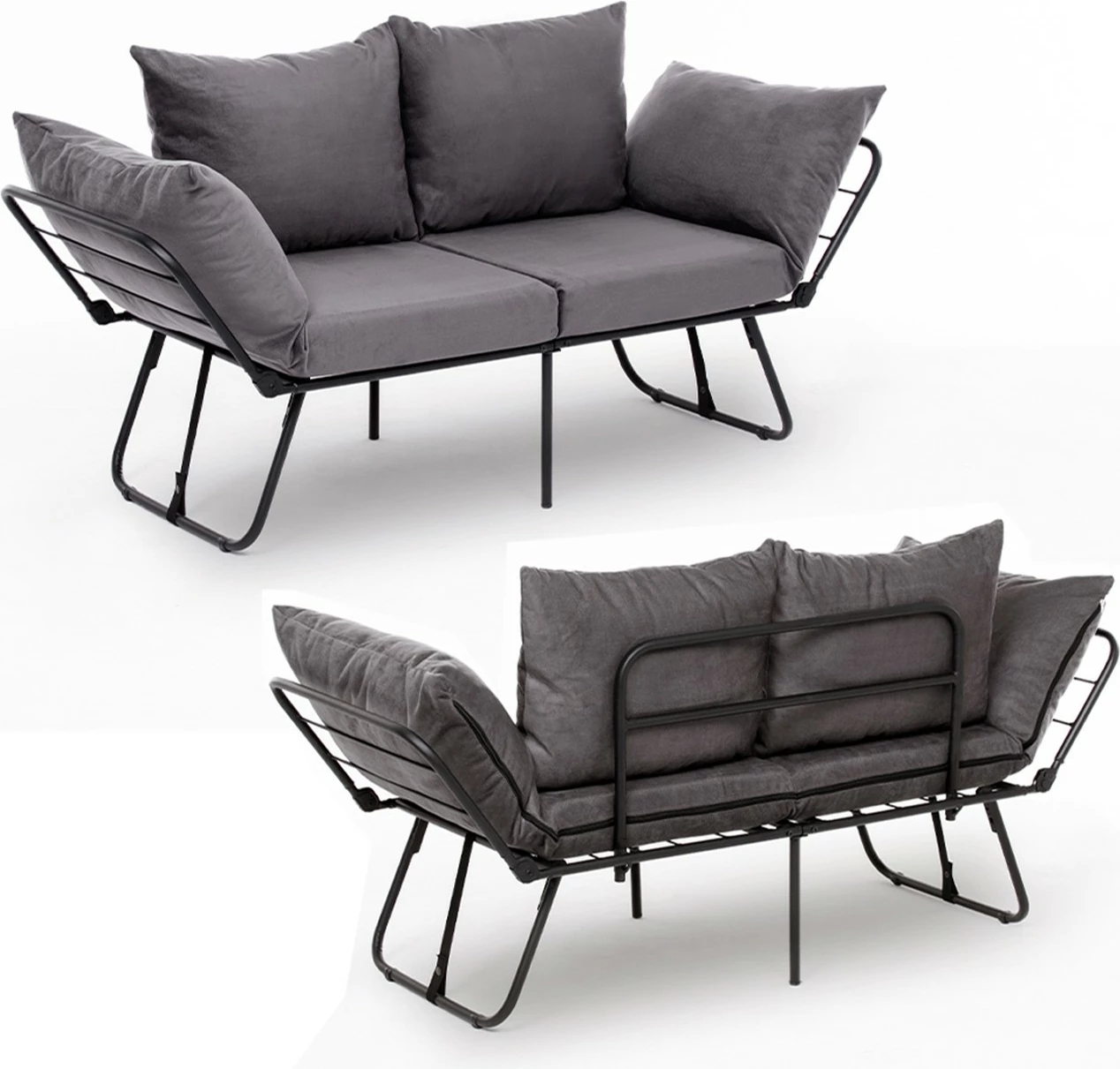 Divan 2-vendësh, shndërrohet në shtrat, ngjyrë gri, Viper