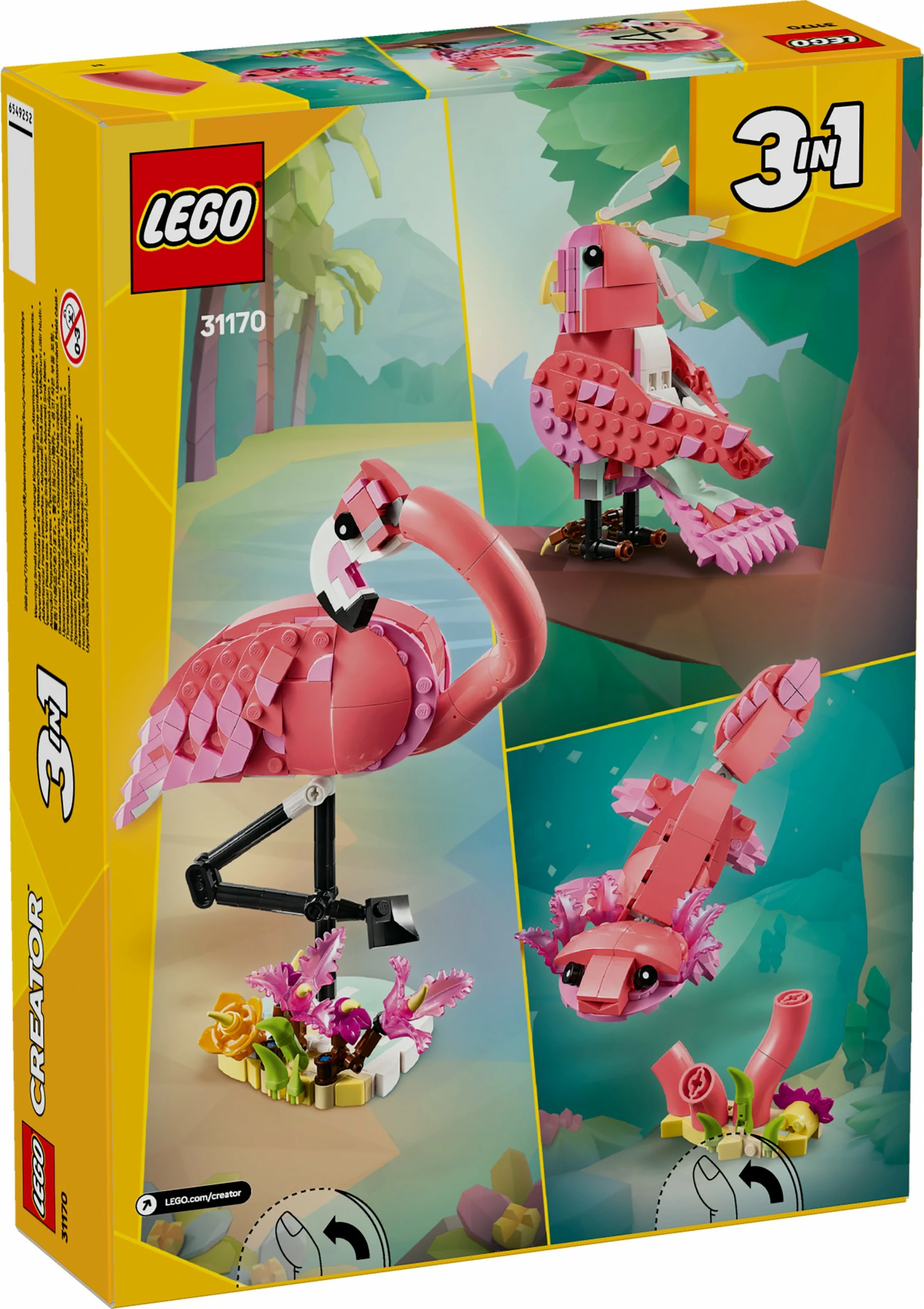 Set ndërtimi LEGO Wild Animals: Flamingo rozë, 288 pjesë, plastikë, 8+ vjeç, shumëngjyrësh