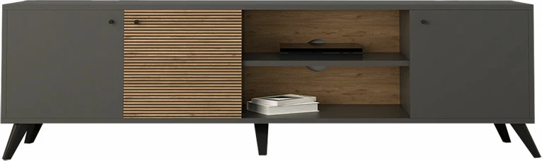 Mbajtës televizori Flipter melamine ngjyrë gri e errët-sonoma-e zezë 180x40x51cm