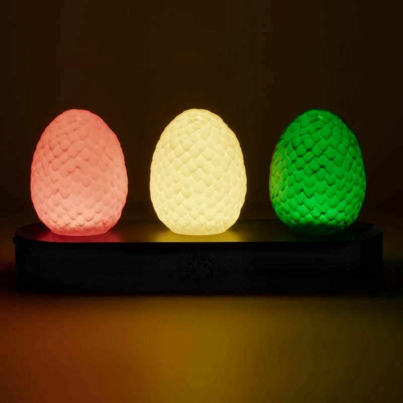 Llambë tavoline Paladone House of the Dragon Egg Light 30 cm, 3 mënyra ndriçimi, reagim me muzikë, USB/3x AAA, 3 vezë, shumëngjyrëshe