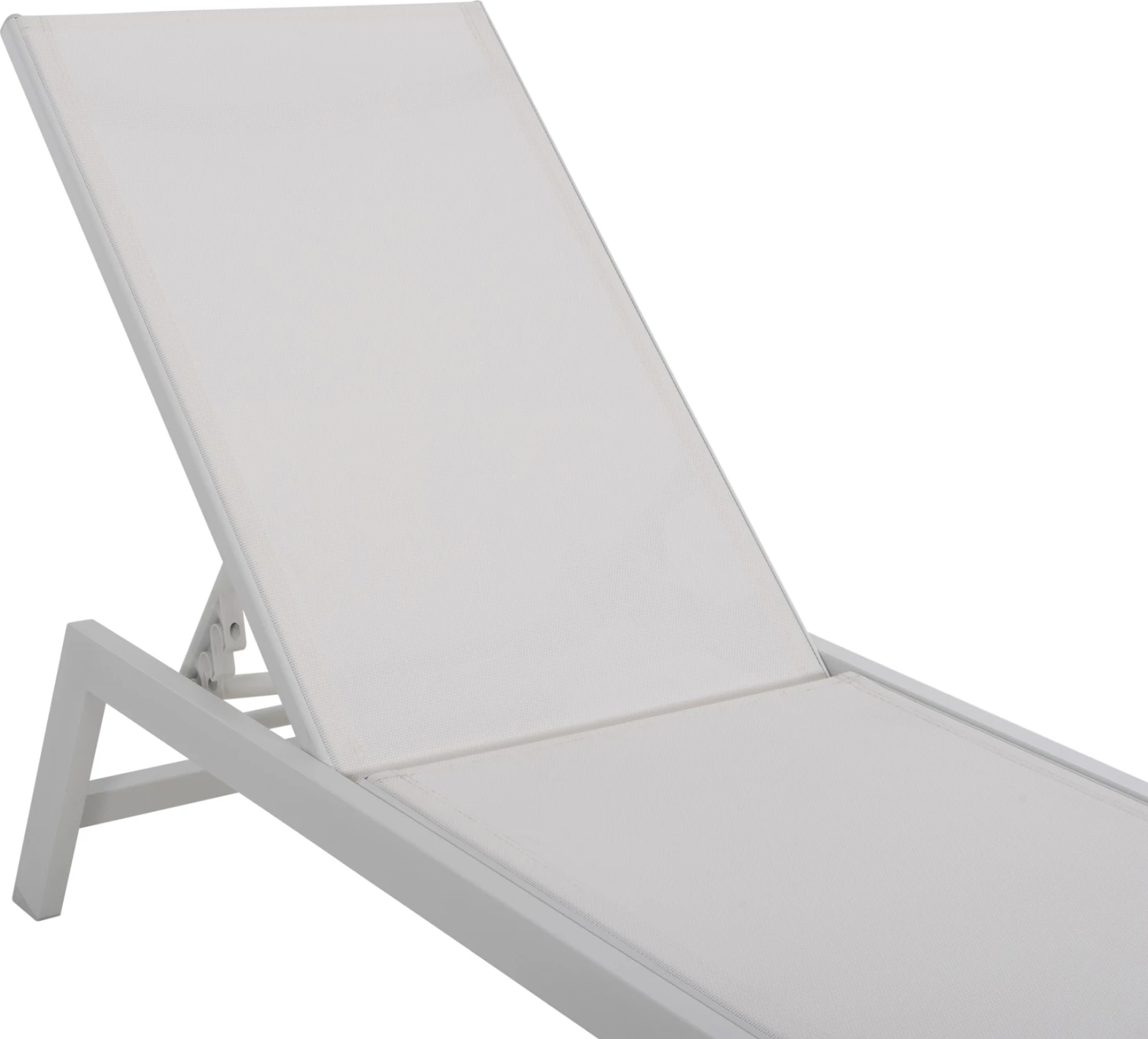 Shezlong alumini me mbështetëse koke RABIA FH5982.01, ngjyrë bardhë, 191,5x60x89,5Hcm