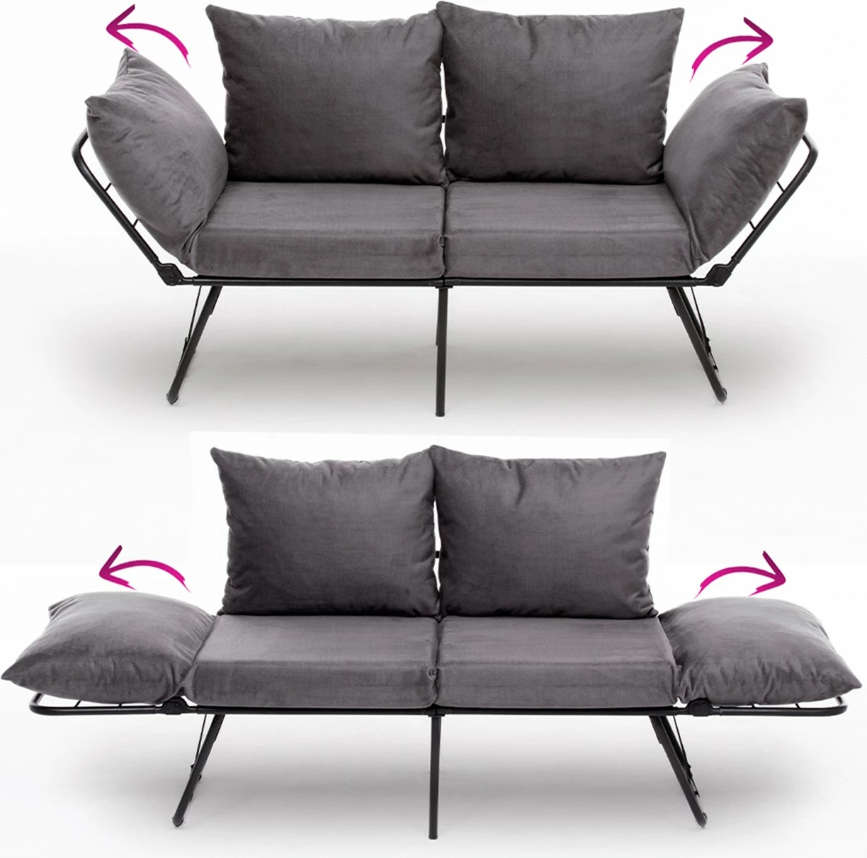 Divan 2-vendësh, shndërrohet në shtrat, ngjyrë gri, Viper