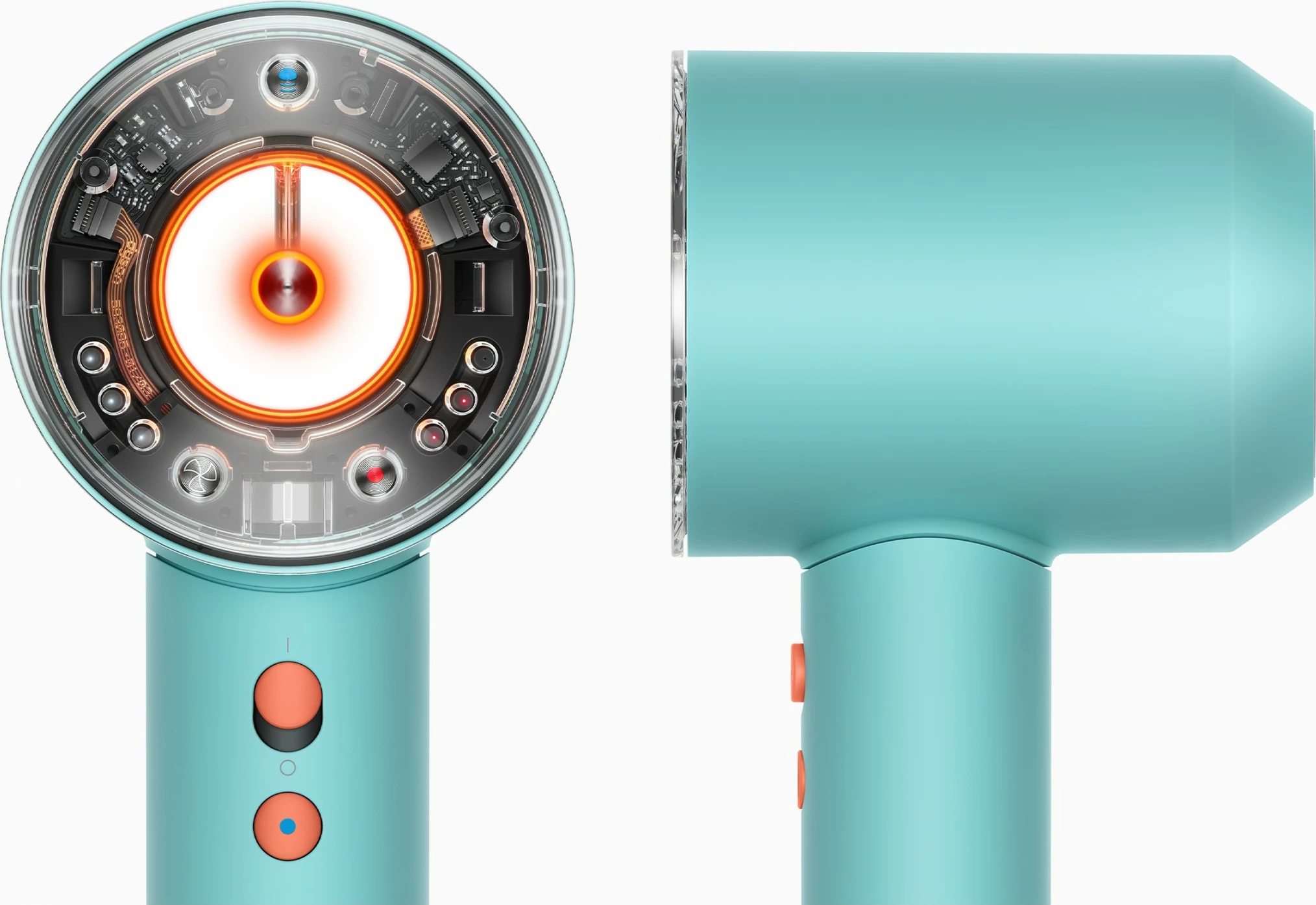 Tharëse flokësh Dyson Supersonic Nural, 1600 W, 13.3 l/s, Blu, Portokalli