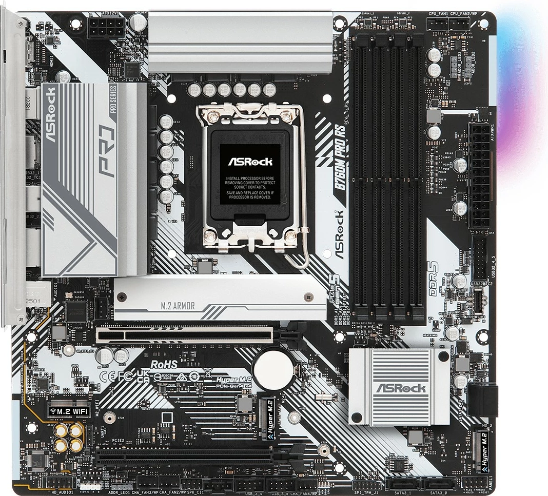 Pllakë amë ASRock B760M PRO RS, DDR5, LGA1700, mATX, e zezë/argjendtë