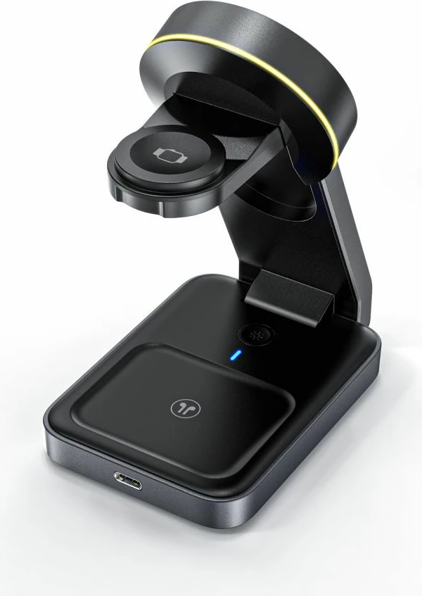 Karikues induktiv 3-në-1 Tech-Protect QI15W-A28 me MagSafe, për smartphone, Apple Watch dhe AirPods, i zi