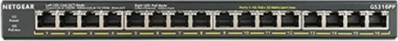 Switch NETGEAR GS316PP, Gigabit Ethernet, 16 porte, PoE, i montueshëm në raft, i montueshëm në mur
