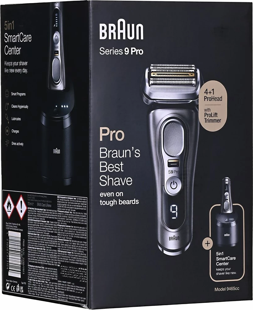 Makinë rroje Braun Series 9 Pro 9465CC, Trimer, E zezë, Argjendtë