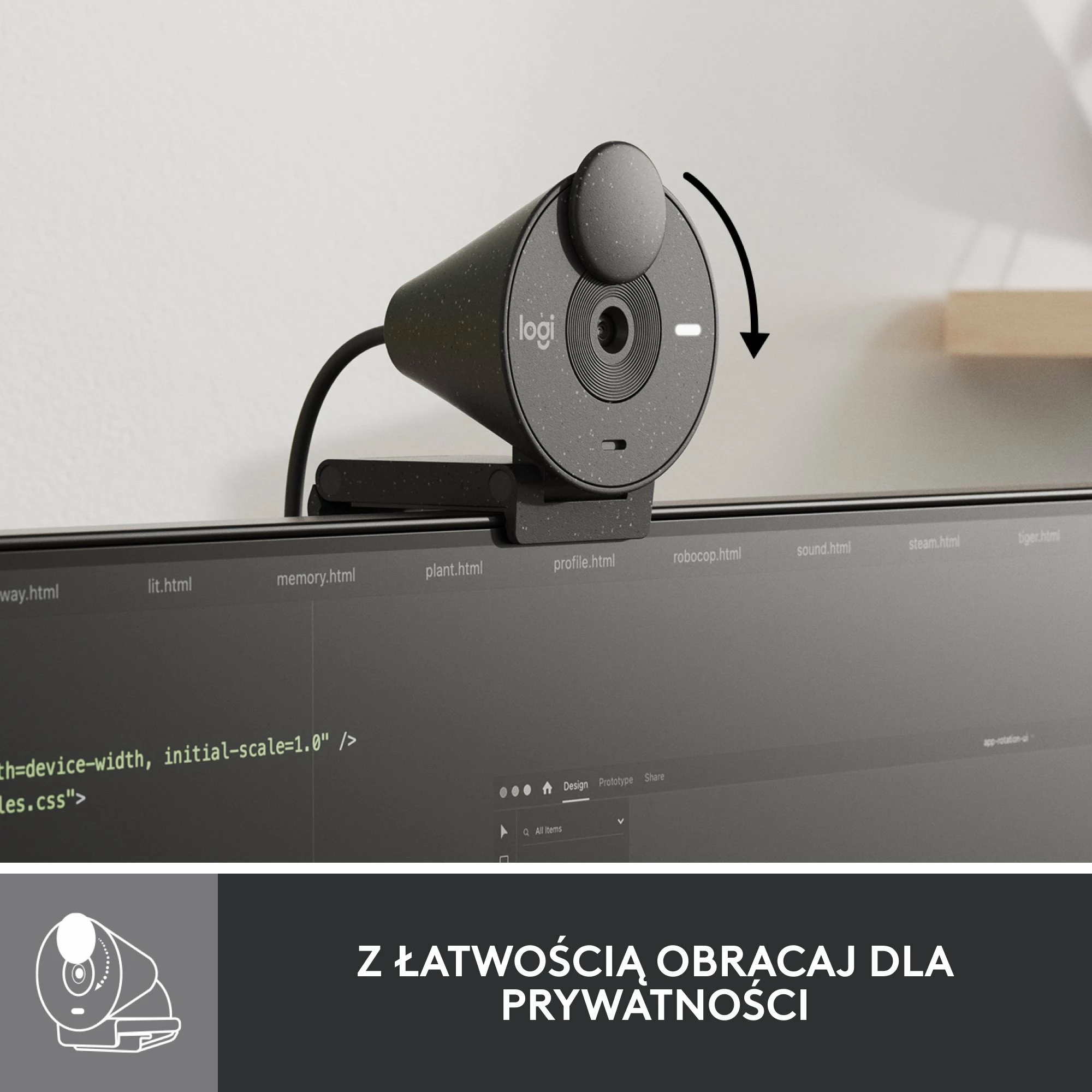 Webkamerë Logitech Brio 300 Full HD 1080p USB-C, Graphite (960-001436)
