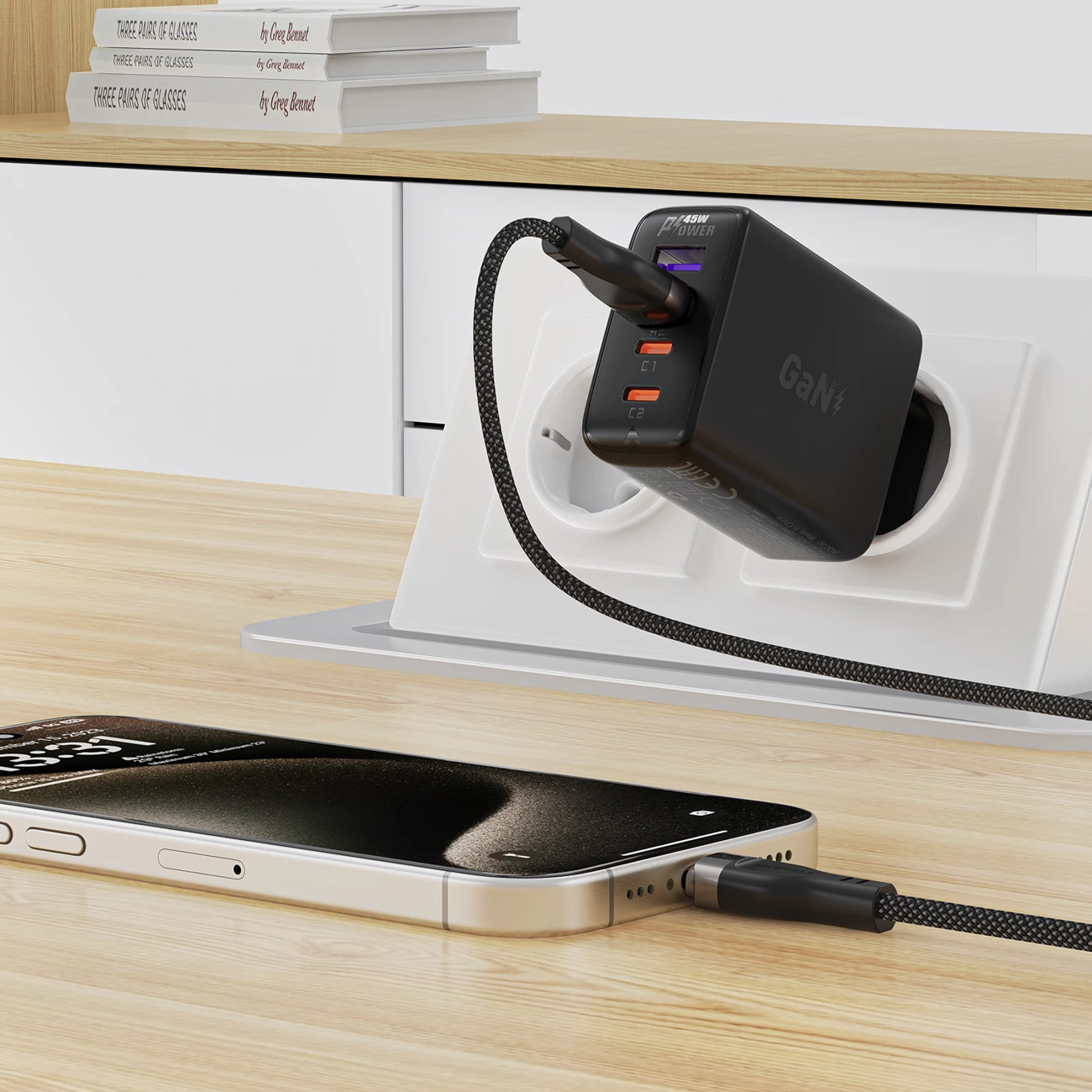 Kabllo Acefast C11-04 USB-A në USB-C, 1.2m, 3A, Magnetike, e zezë