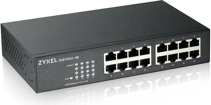 Switch Zyxel GS1100-16, Unmanaged, Gigabit Ethernet, Montim në rack, Montim në mur