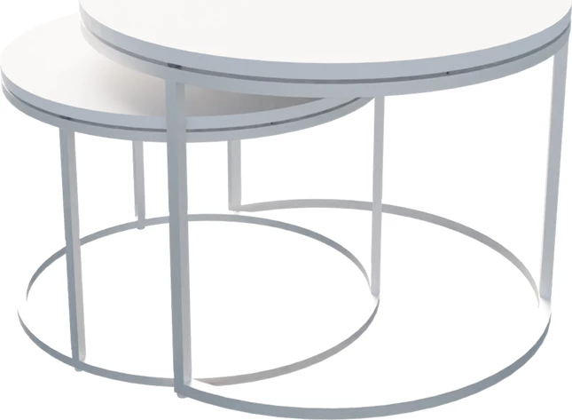 Set tavolinash kafeje Solme, metal dhe melaminë, ngjyrë e bardhë