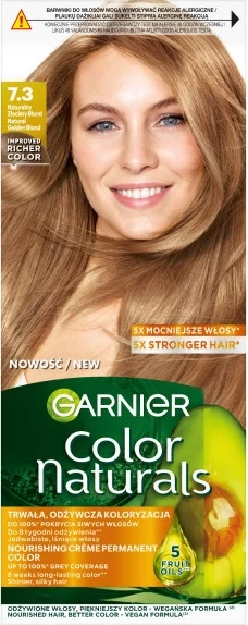 Bojë flokësh për femra Garnier Color Naturals 7.3 Natural Golden Blonde, 1 copë
