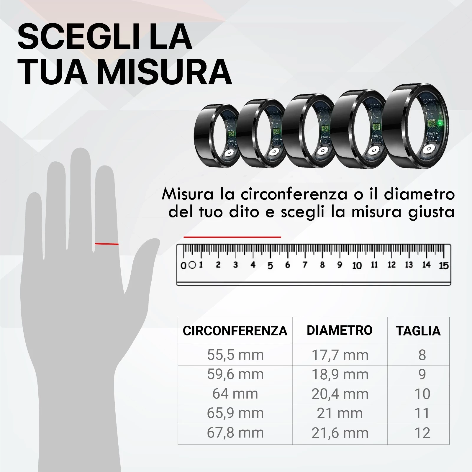 Unazë e mençur Techmade TM-NEXA-BK12 me kuti karikimi, e zezë