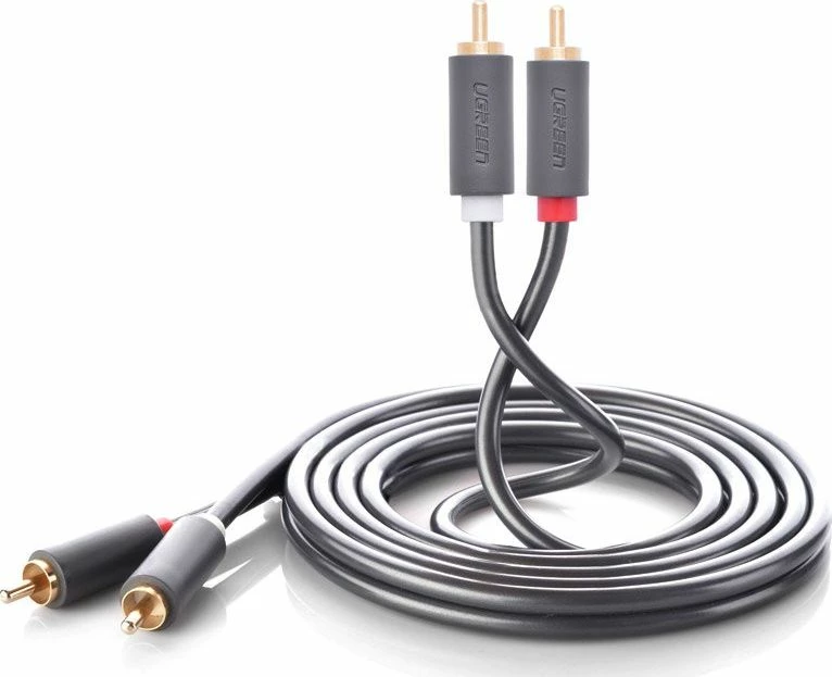 Kabllo audio RCA Ugreen UGR457BLK 2xRCA male në 2xRCA male 5 m, gri