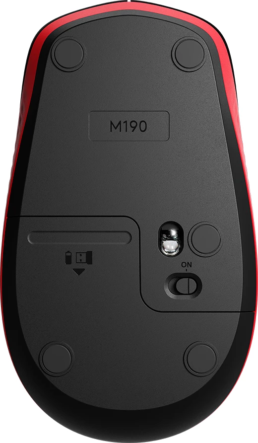 Maus wireless Logitech M190, optik, 3 butona, USB receiver, 2xAA, i kuq