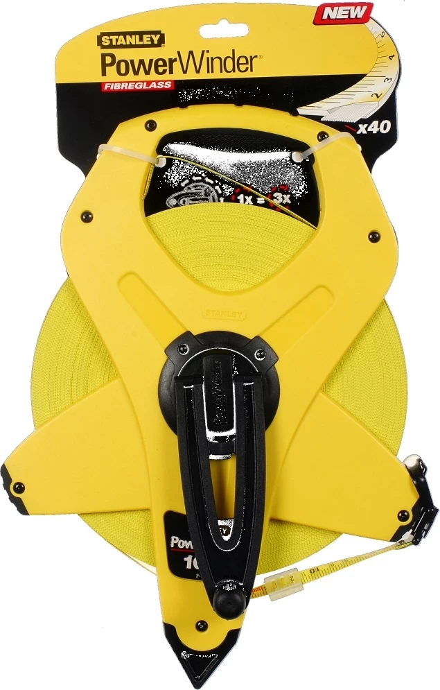 Metër shirit matës Stanley PowerWinder 2-34-777 100 m fiberglas, e verdhë